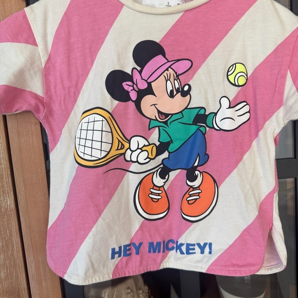 Zara kids x Disney tee Minnie Mouse tennis mickey striped toddler girl graphic - Picture 5 of 8